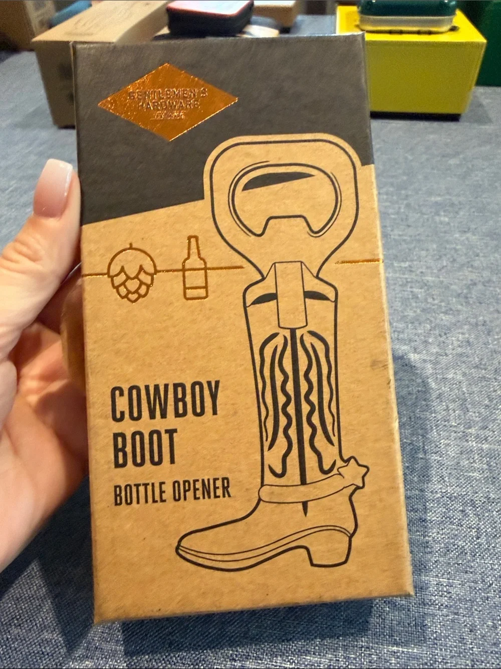 🥃 Cocktail Compass & 👢Cowboy Boot Opener Set - Brown Kraft Packaging